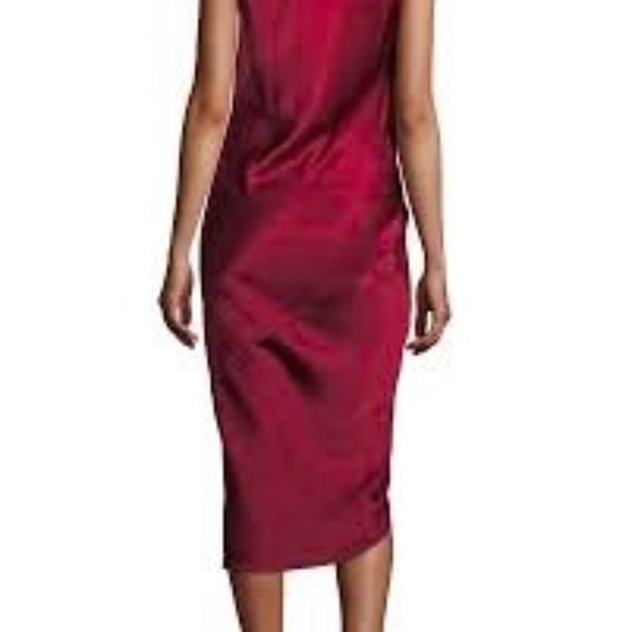 Gorgeous Urban Zen (Donna Karan) Sleeveless Draped Dark Red Silk Charmeuse Dress - Picture 3 of 15